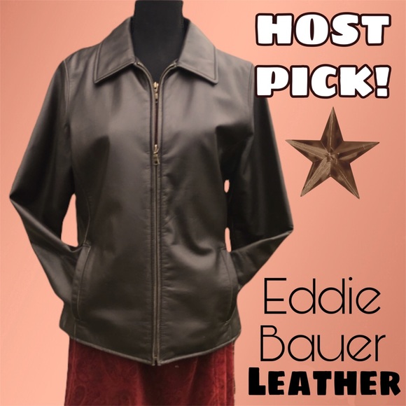 Eddie Bauer Jackets & Blazers - 🤎Eddie Bauer LEATHER Jacket *LIKE NEW *EUC *Deep Chocolate *Genuine *HOST PICK!